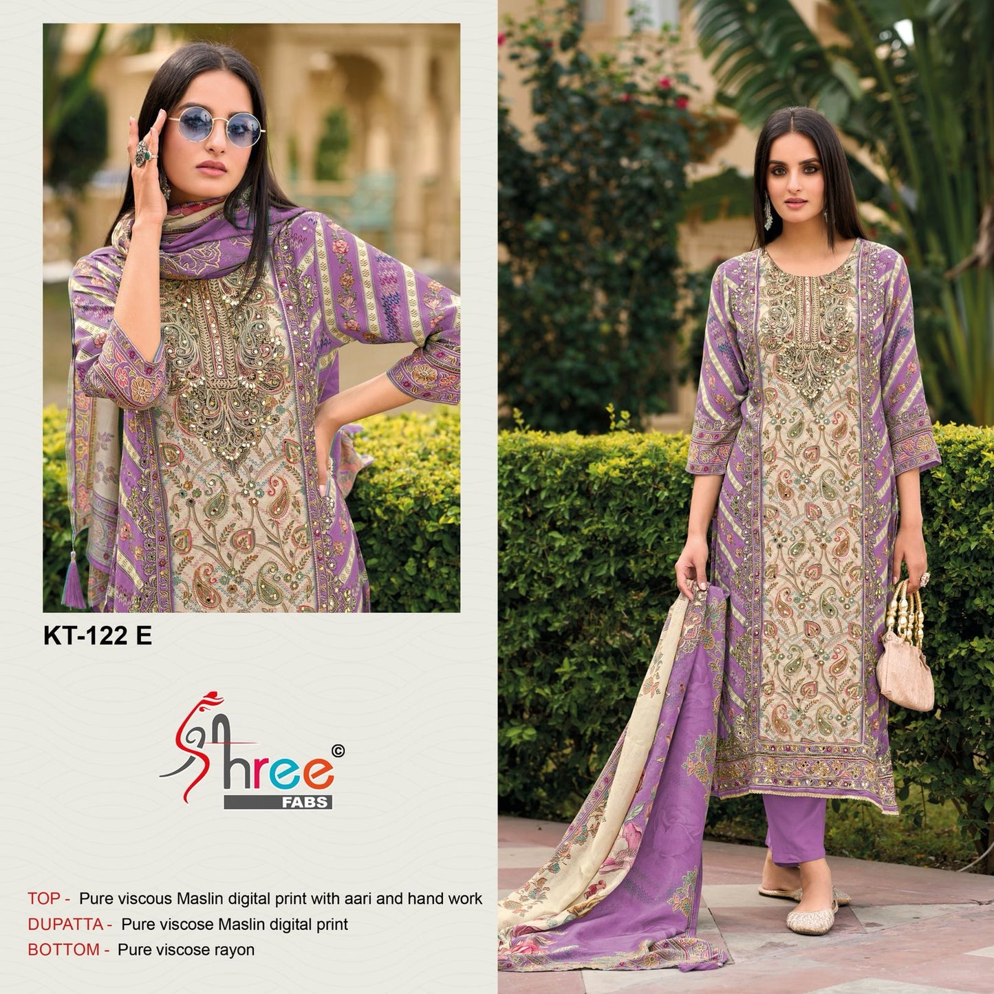 Kt 122 Efgh Shree Fabs Viscose Muslin Karachi Salwar Suits Supplier