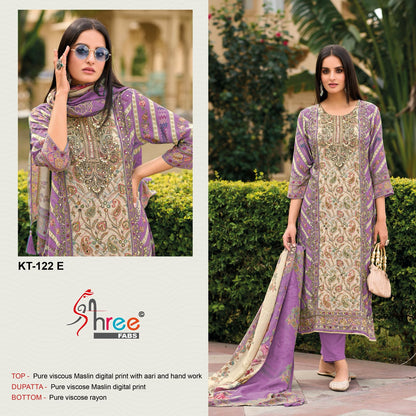 Kt 122 Efgh Shree Fabs Viscose Muslin Karachi Salwar Suits Supplier