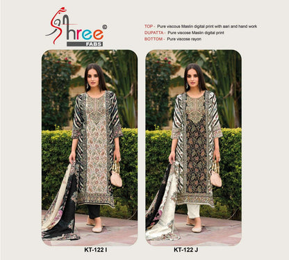 Kt 122 Ij Shree Fabs Viscose Muslin Karachi Salwar Suits Manufacturer