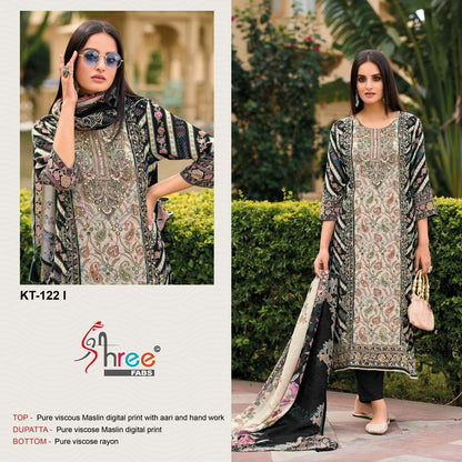 Kt 122 Ij Shree Fabs Viscose Muslin Karachi Salwar Suits Manufacturer