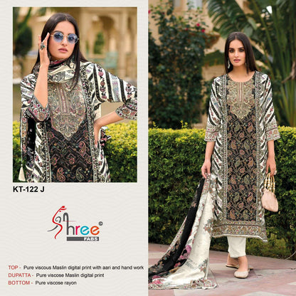 Kt 122 Ij Shree Fabs Viscose Muslin Karachi Salwar Suits Manufacturer