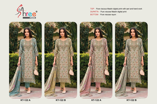 Kt 122 Shree Fabs Viscose Muslin Pakistani Salwar Suits Exporter