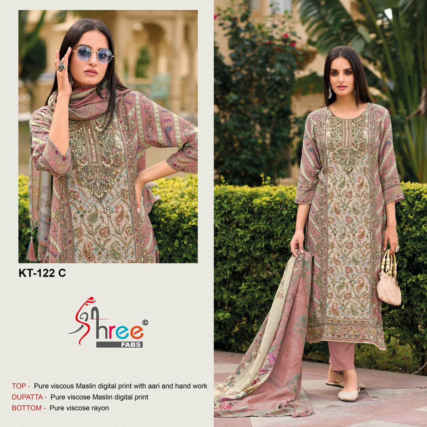 Kt 122 Shree Fabs Viscose Muslin Pakistani Salwar Suits Exporter