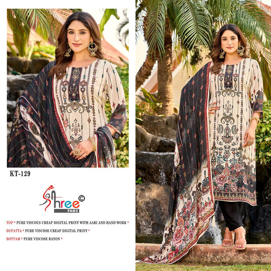 Kt 129 Shree Fabs Natural Crepe Pakistani Salwar Suits Wholesale Price