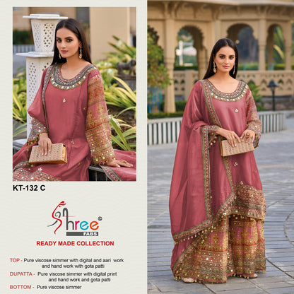 Kt 132 Shree Fabs Viscose Simmer Pakistani Readymade Suits Wholesaler