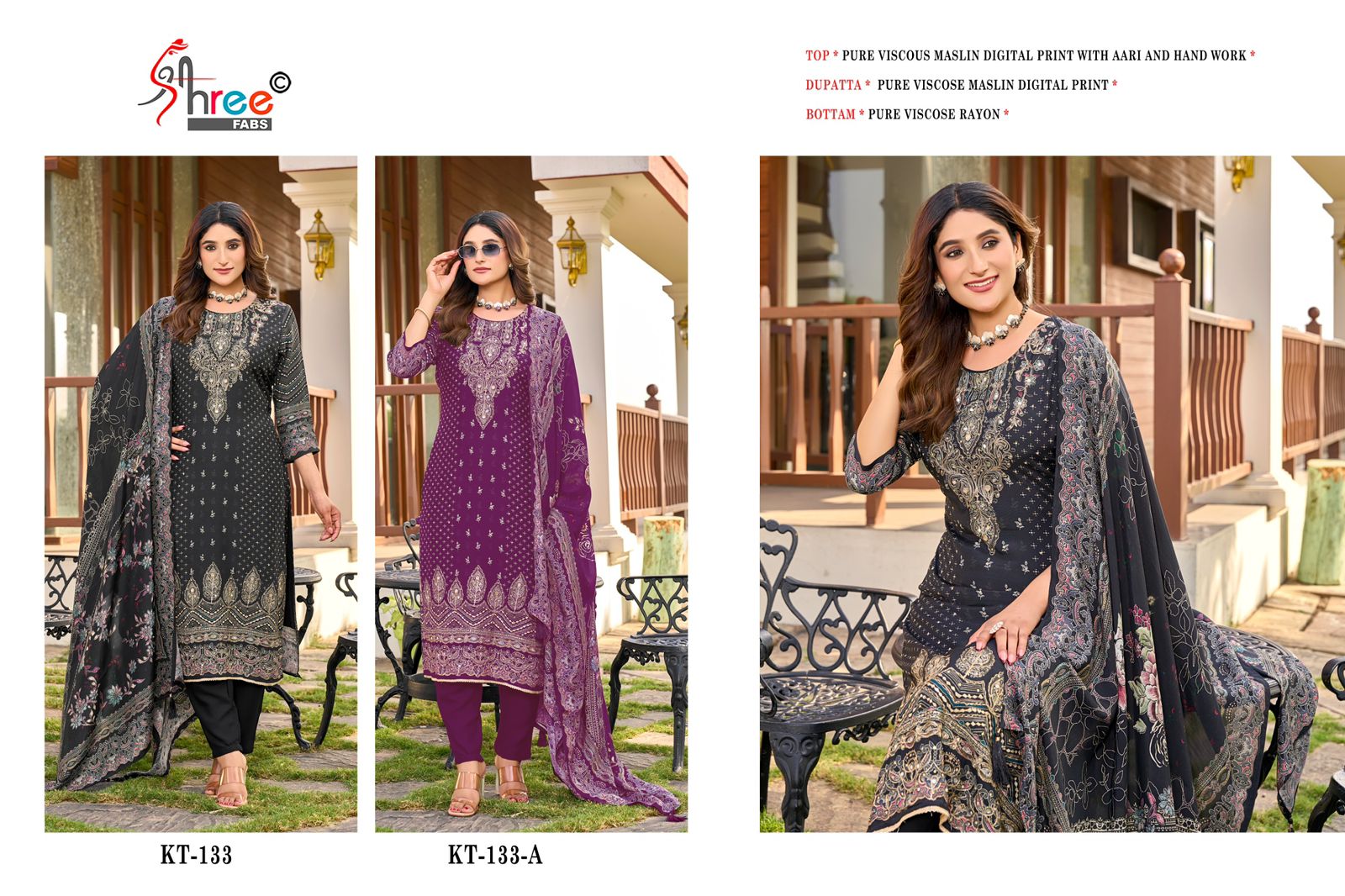 Kt 133 Shree Fabs Muslin Pakistani Salwar Suits Manufacturer