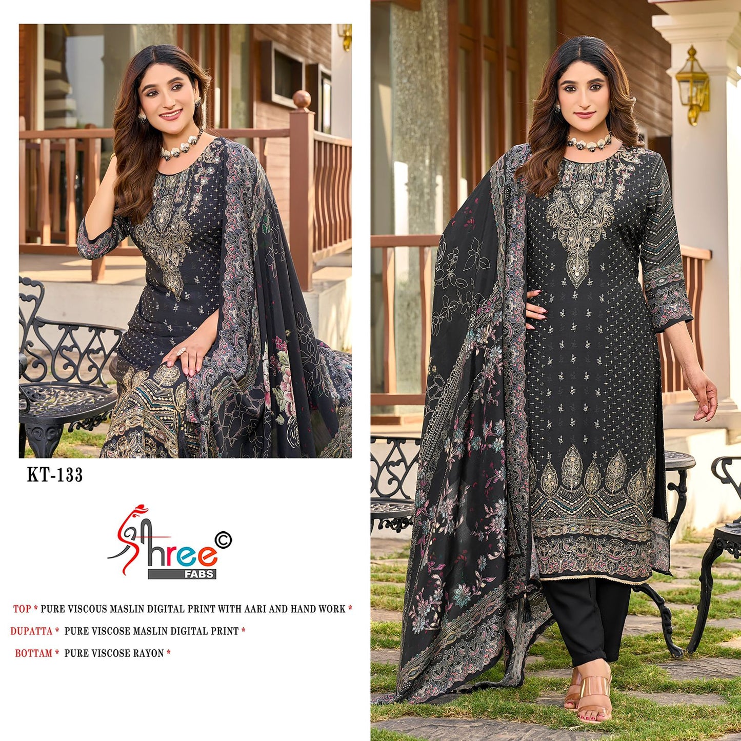 Kt 133 Shree Fabs Muslin Pakistani Salwar Suits Manufacturer