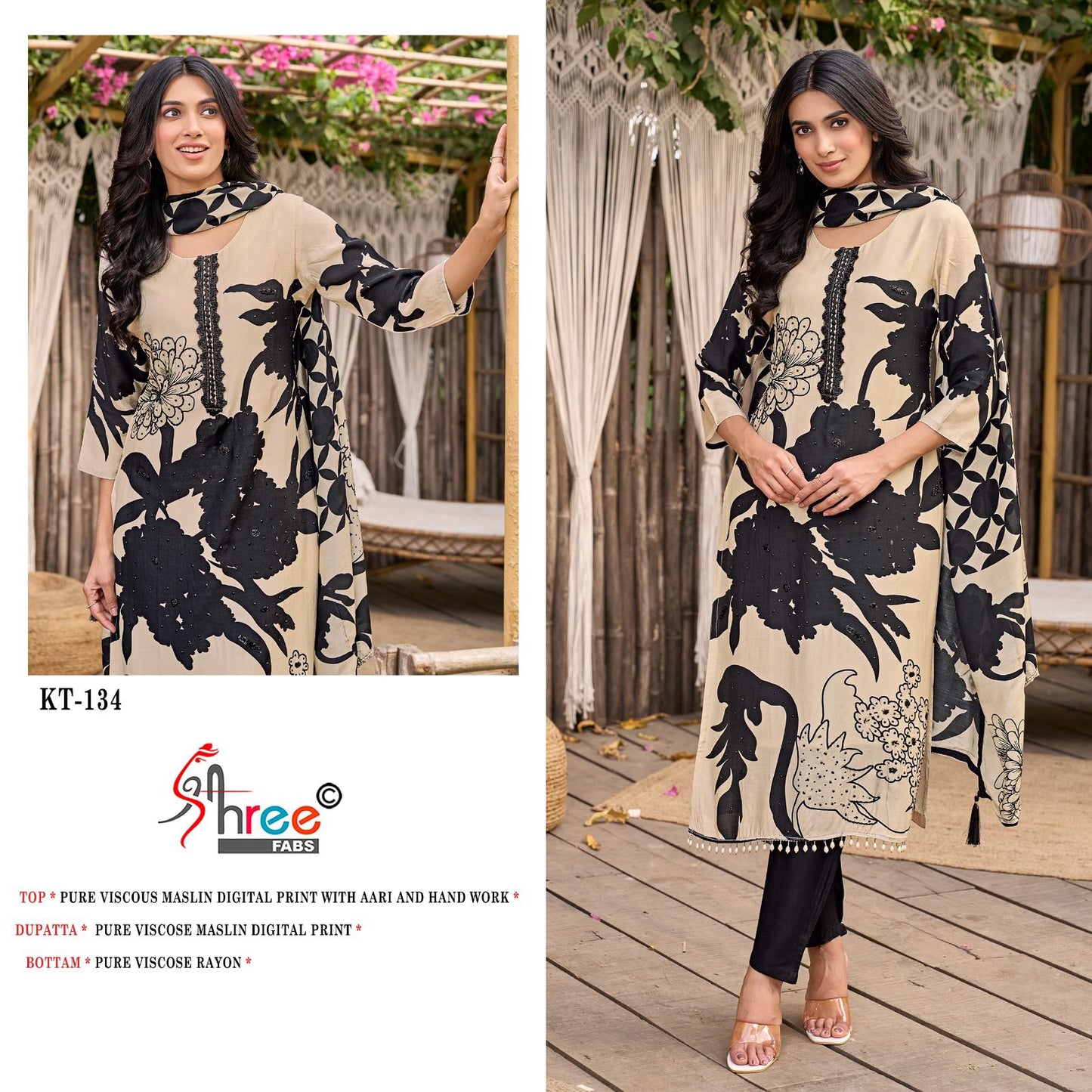 Kt 134 Shree Fabs Viscose Muslin Pakistani Salwar Suits Wholesale