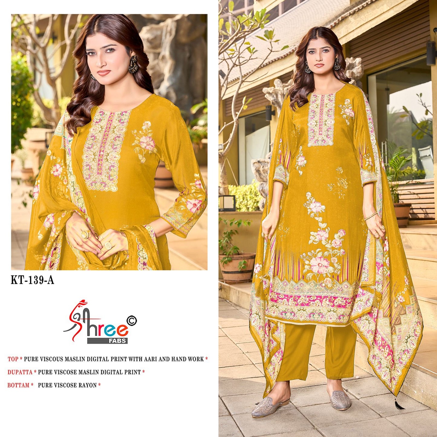 Kt 139 Shree Fabs Viscose Muslin Karachi Salwar Suits Wholesaler Ahmedabad
