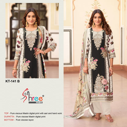 Kt 141 Shree Fabs Viscose Muslin Karachi Salwar Suits Wholesale