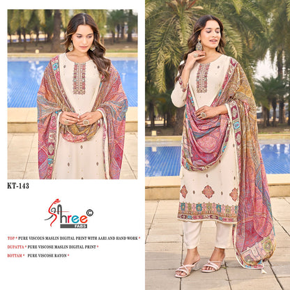 Kt 143 Shree Fabs Viscose Muslin Karachi Salwar Suits Manufacturer Ahmedabad