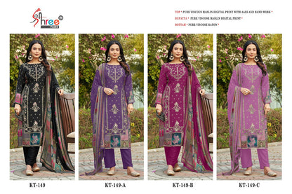 Kt 149 Shree Fabs Viscose Muslin Karachi Salwar Suits Manufacturer Gujarat