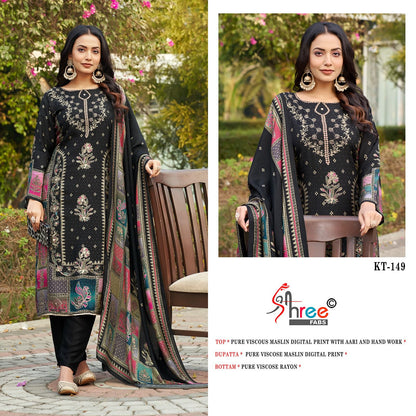 Kt 149 Shree Fabs Viscose Muslin Karachi Salwar Suits Manufacturer Gujarat