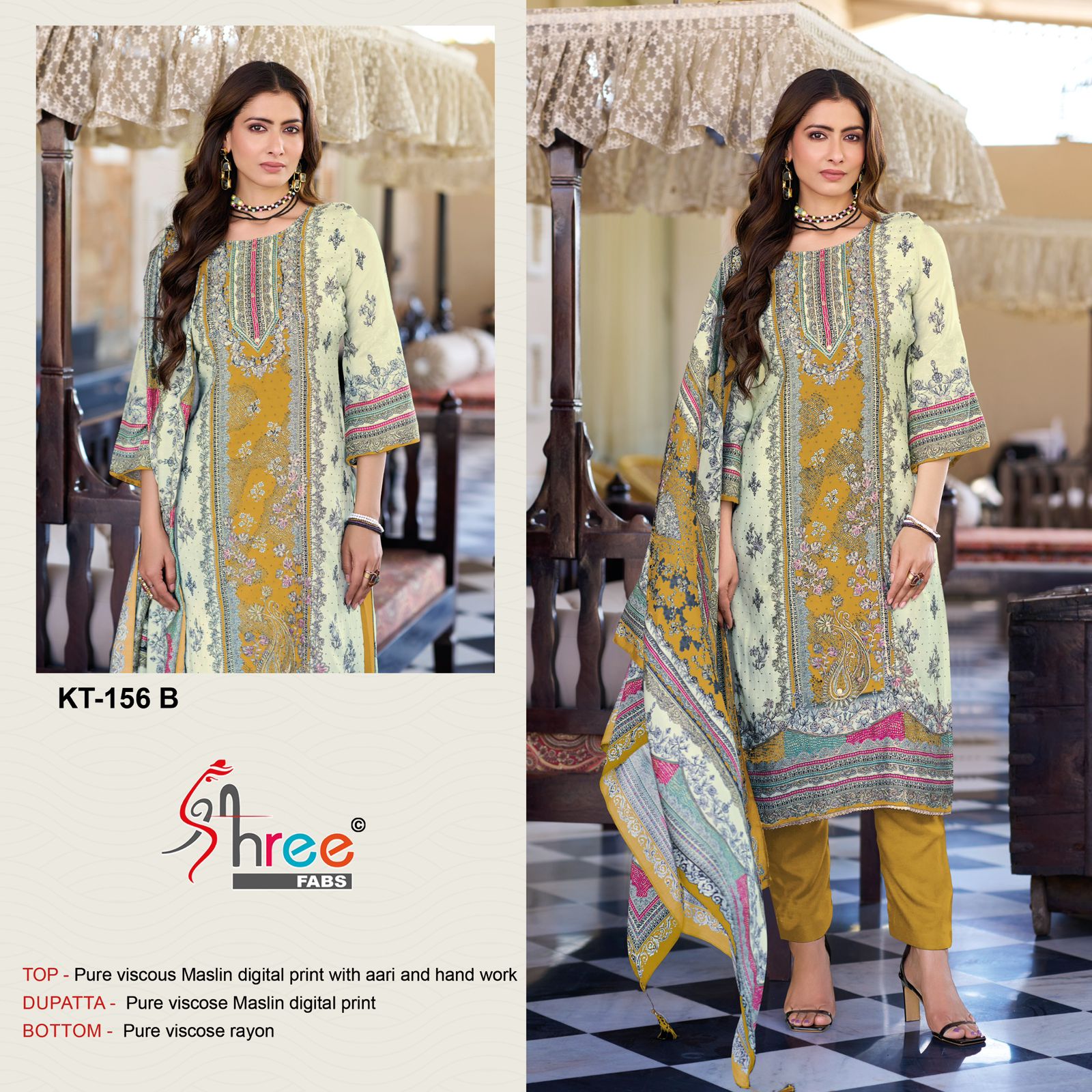 Kt 156 Shree Fabs Viscose Muslin Karachi Salwar Suits Supplier Gujarat