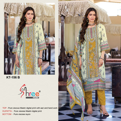 Kt 156 Shree Fabs Viscose Muslin Karachi Salwar Suits Supplier Gujarat
