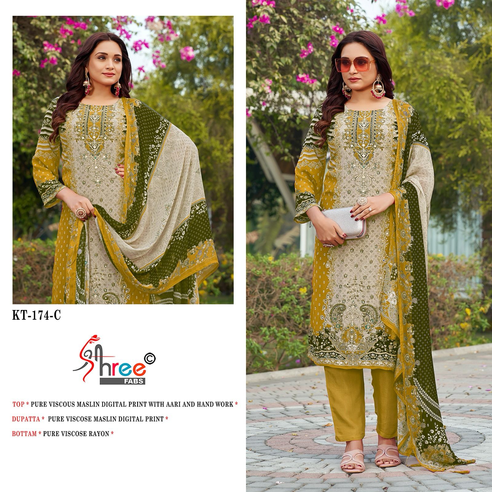 Kt 174 Shree Fabs Viscose Muslin Karachi Salwar Suits Wholesale