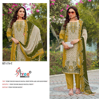 Kt 174 Shree Fabs Viscose Muslin Karachi Salwar Suits Wholesale