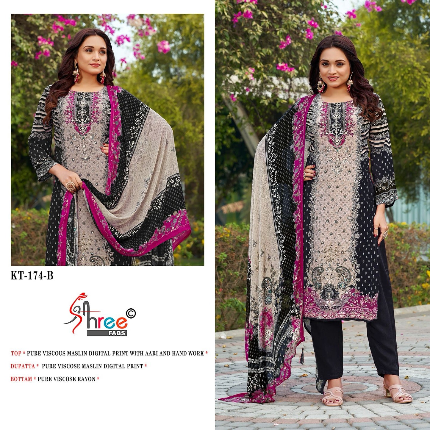 Kt 174 Shree Fabs Viscose Muslin Karachi Salwar Suits Wholesale
