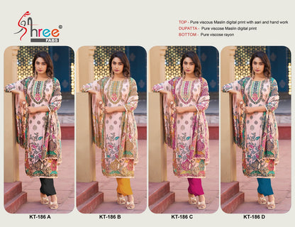 Kt 186 Shree Fabs Viscose Muslin Karachi Salwar Suits Supplier Ahmedabad