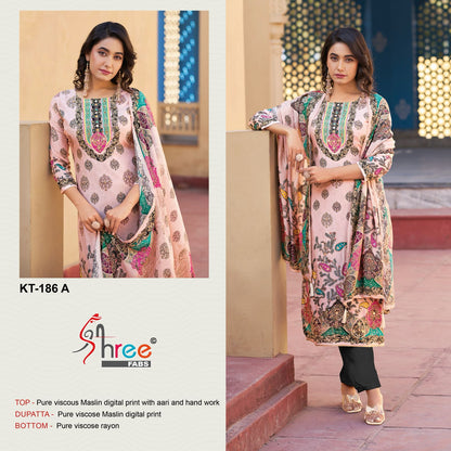 Kt 186 Shree Fabs Viscose Muslin Karachi Salwar Suits Supplier Ahmedabad
