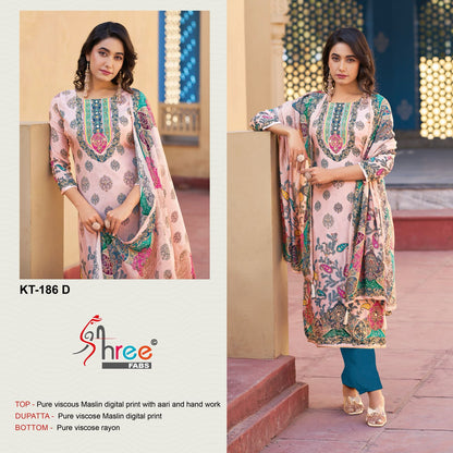Kt 186 Shree Fabs Viscose Muslin Karachi Salwar Suits Supplier Ahmedabad