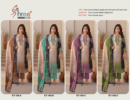 Kt 189 Shree Fabs Viscose Muslin Karachi Salwar Suits Wholesale Price