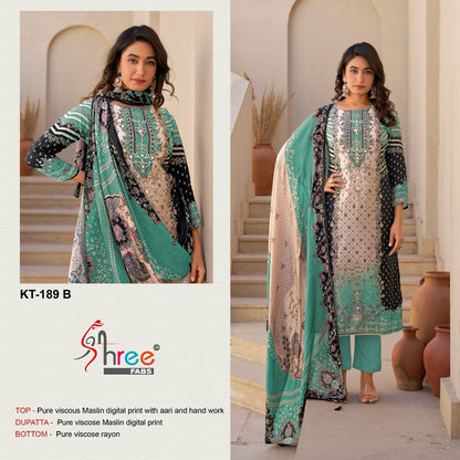Kt 189 Shree Fabs Viscose Muslin Karachi Salwar Suits Wholesale Price