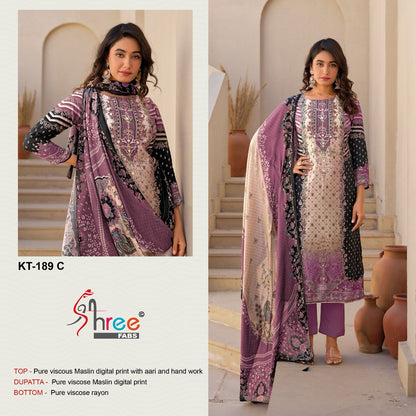 Kt 189 Shree Fabs Viscose Muslin Karachi Salwar Suits Wholesale Price