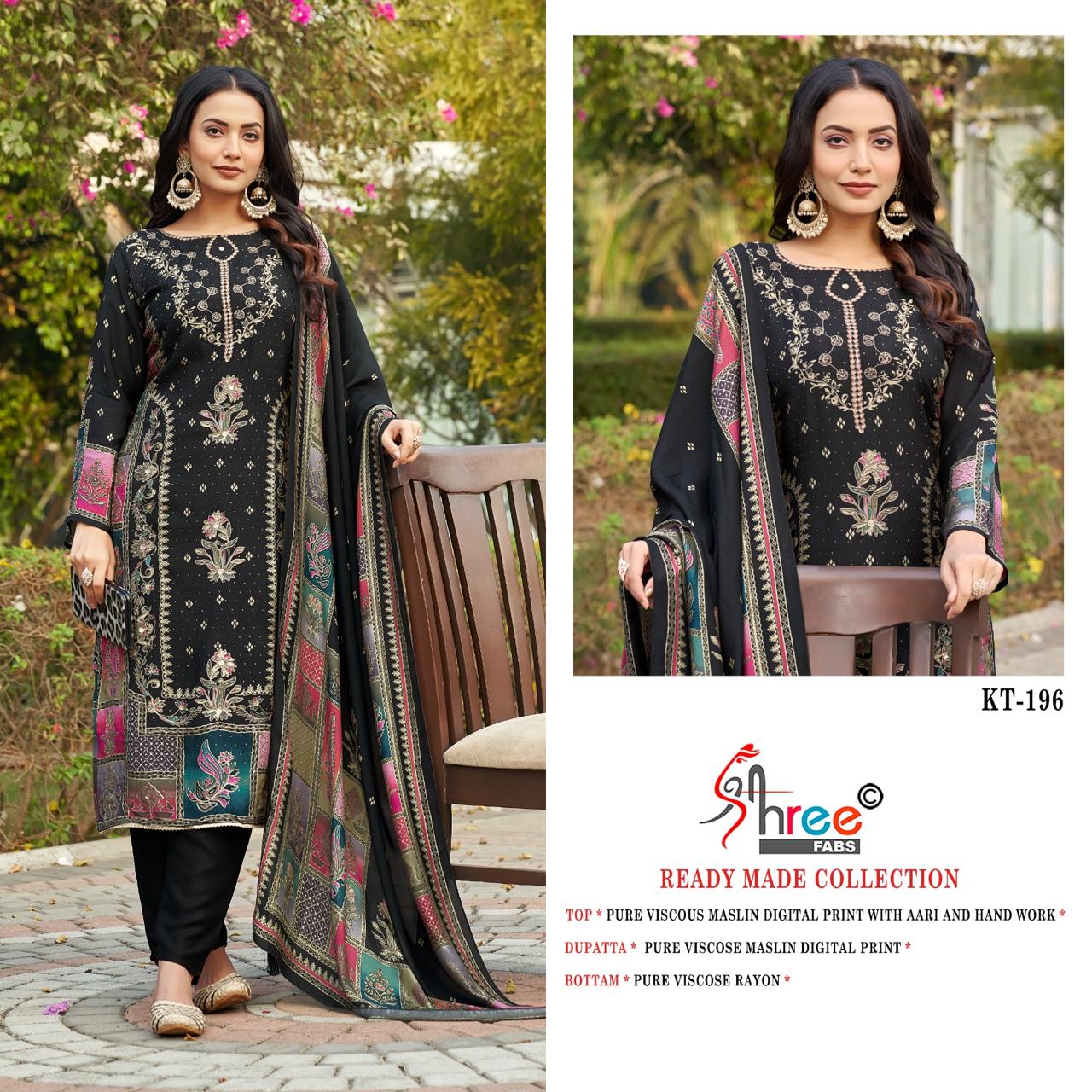 Kt 190, 195, 196 Shree Fabs Pure Viscose Pakistani Readymade Suits Wholesaler