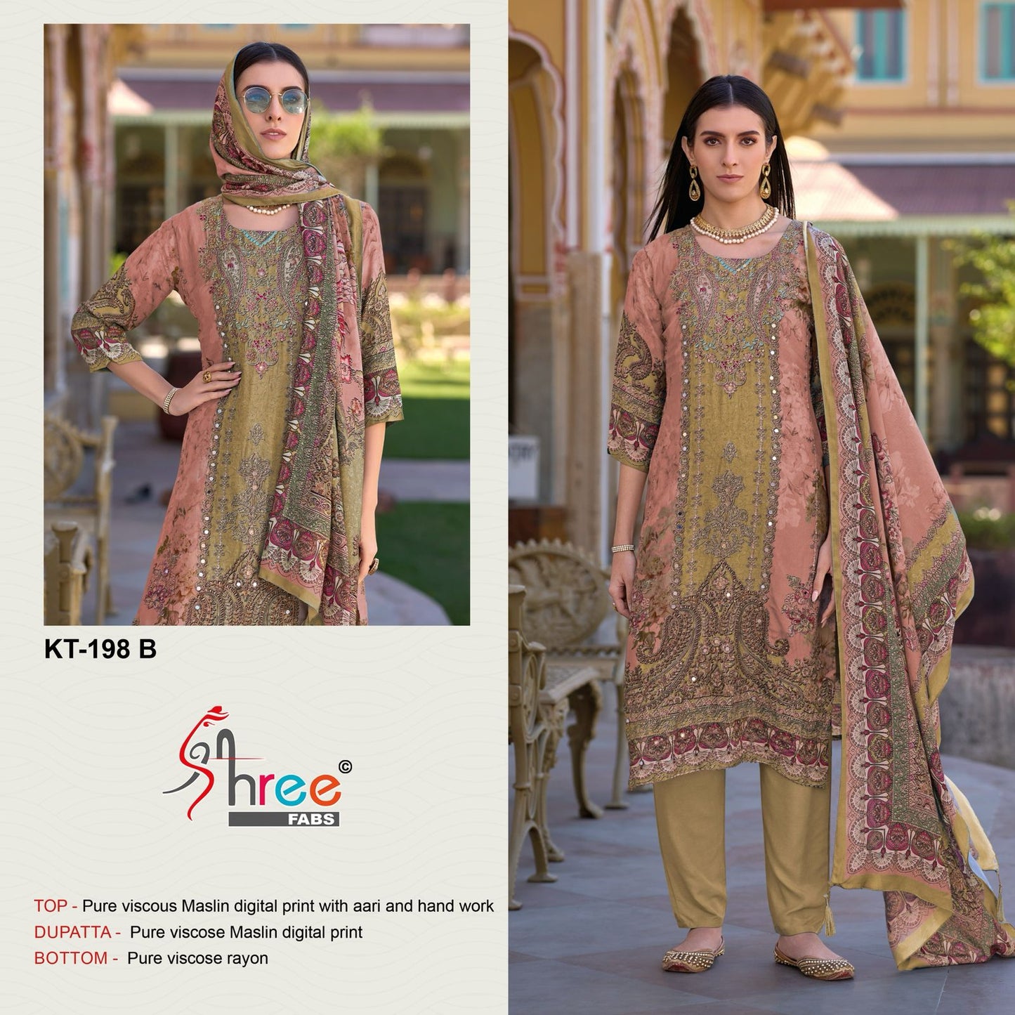 Kt 198 Shree Fabs Viscose Muslin Karachi Salwar Suits Supplier Gujarat