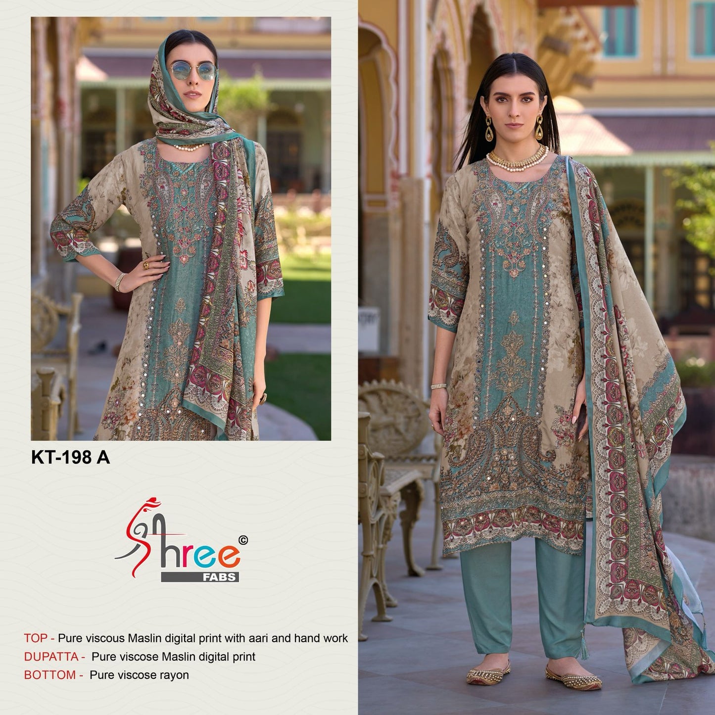 Kt 198 Shree Fabs Viscose Muslin Karachi Salwar Suits Supplier Gujarat