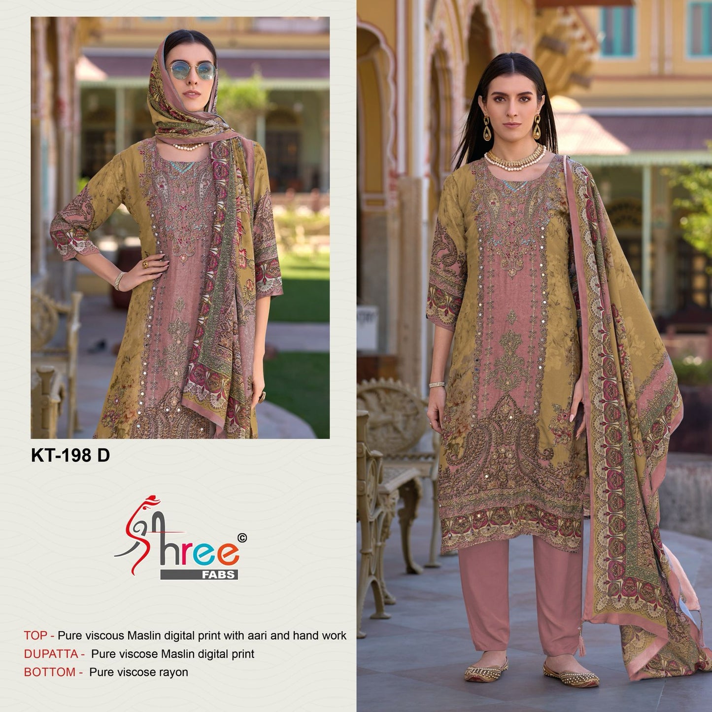 Kt 198 Shree Fabs Viscose Muslin Karachi Salwar Suits Supplier Gujarat