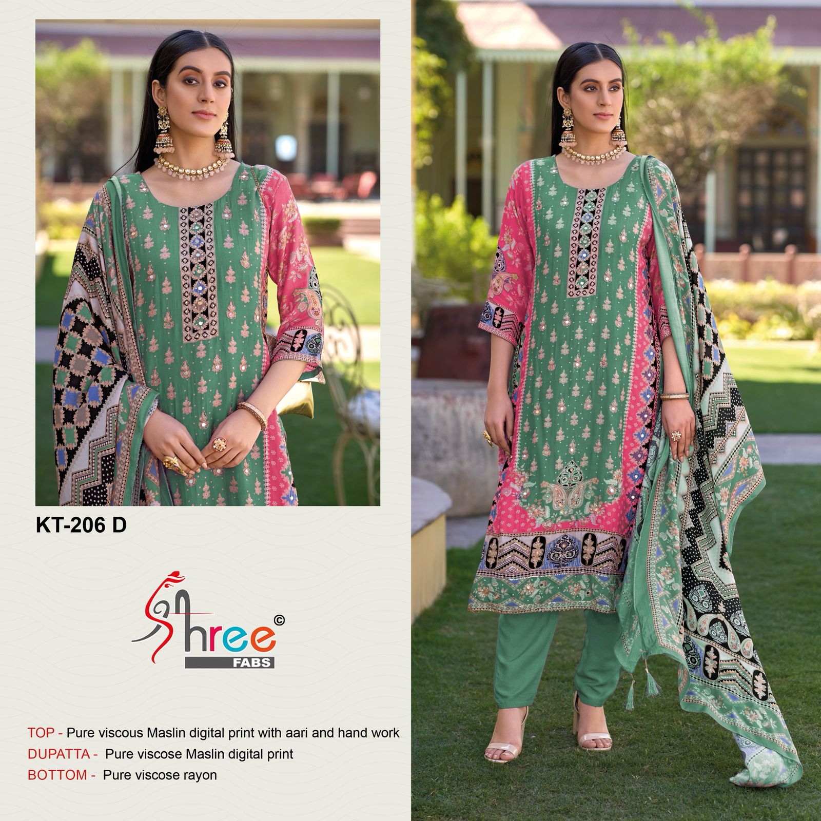 Kt 206 Shree Fabs Viscose Muslin Karachi Salwar Suits Wholesale Rate