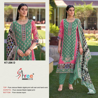 Kt 206 Shree Fabs Viscose Muslin Karachi Salwar Suits Wholesale Rate