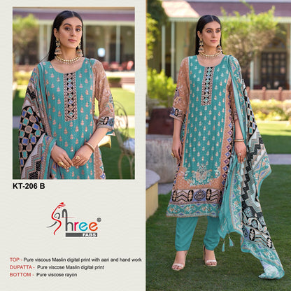 Kt 206 Shree Fabs Viscose Muslin Karachi Salwar Suits Wholesale Rate