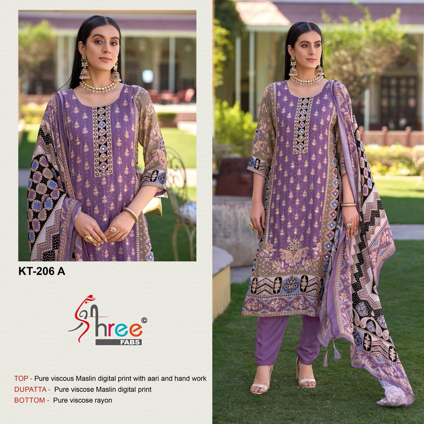 Kt 206 Shree Fabs Viscose Muslin Karachi Salwar Suits Wholesale Rate