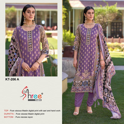 Kt 206 Shree Fabs Viscose Muslin Karachi Salwar Suits Wholesale Rate