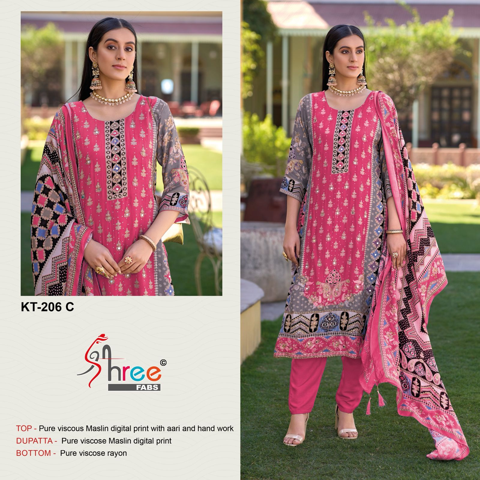 Kt 206 Shree Fabs Viscose Muslin Karachi Salwar Suits Wholesale Rate