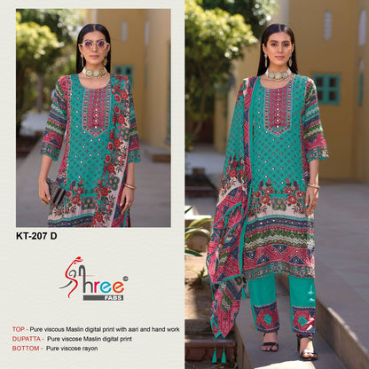 Kt 207 Shree Fabs Viscose Muslin Karachi Salwar Suits Manufacturer