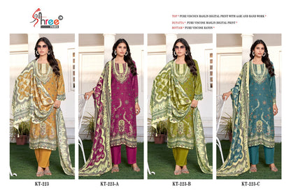 Kt 223 Shree Fabs Viscose Muslin Karachi Salwar Suits Exporter India
