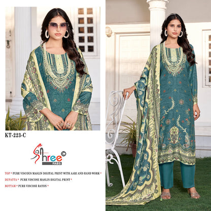 Kt 223 Shree Fabs Viscose Muslin Karachi Salwar Suits Exporter India