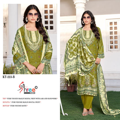 Kt 223 Shree Fabs Viscose Muslin Karachi Salwar Suits Exporter India