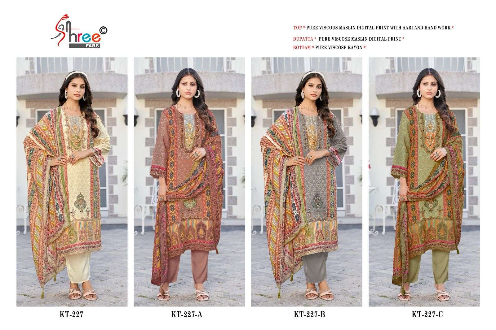 Kt 227 Shree Fabs Pure Viscose Muslin Pakistani Salwar Suits Manufacturer Ahmedabad