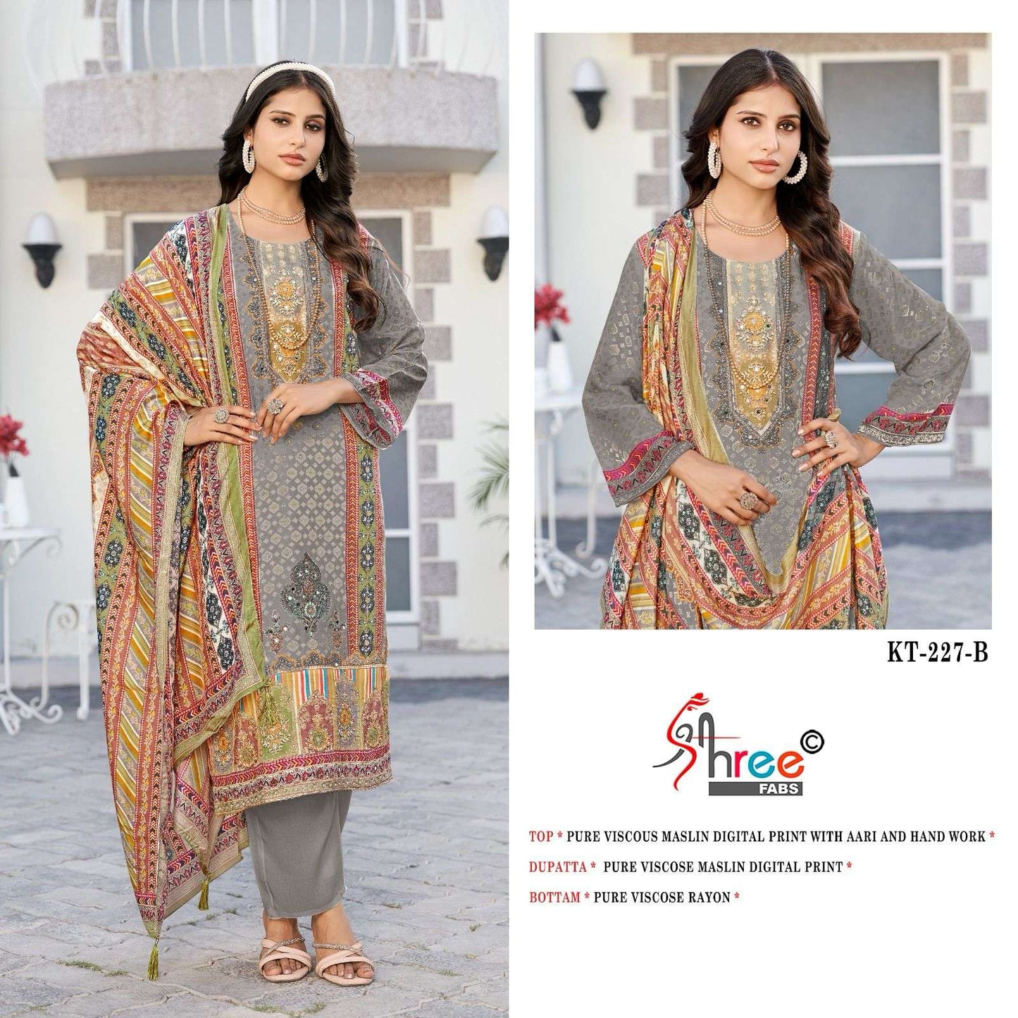 Kt 227 Shree Fabs Pure Viscose Muslin Pakistani Salwar Suits Manufacturer Ahmedabad