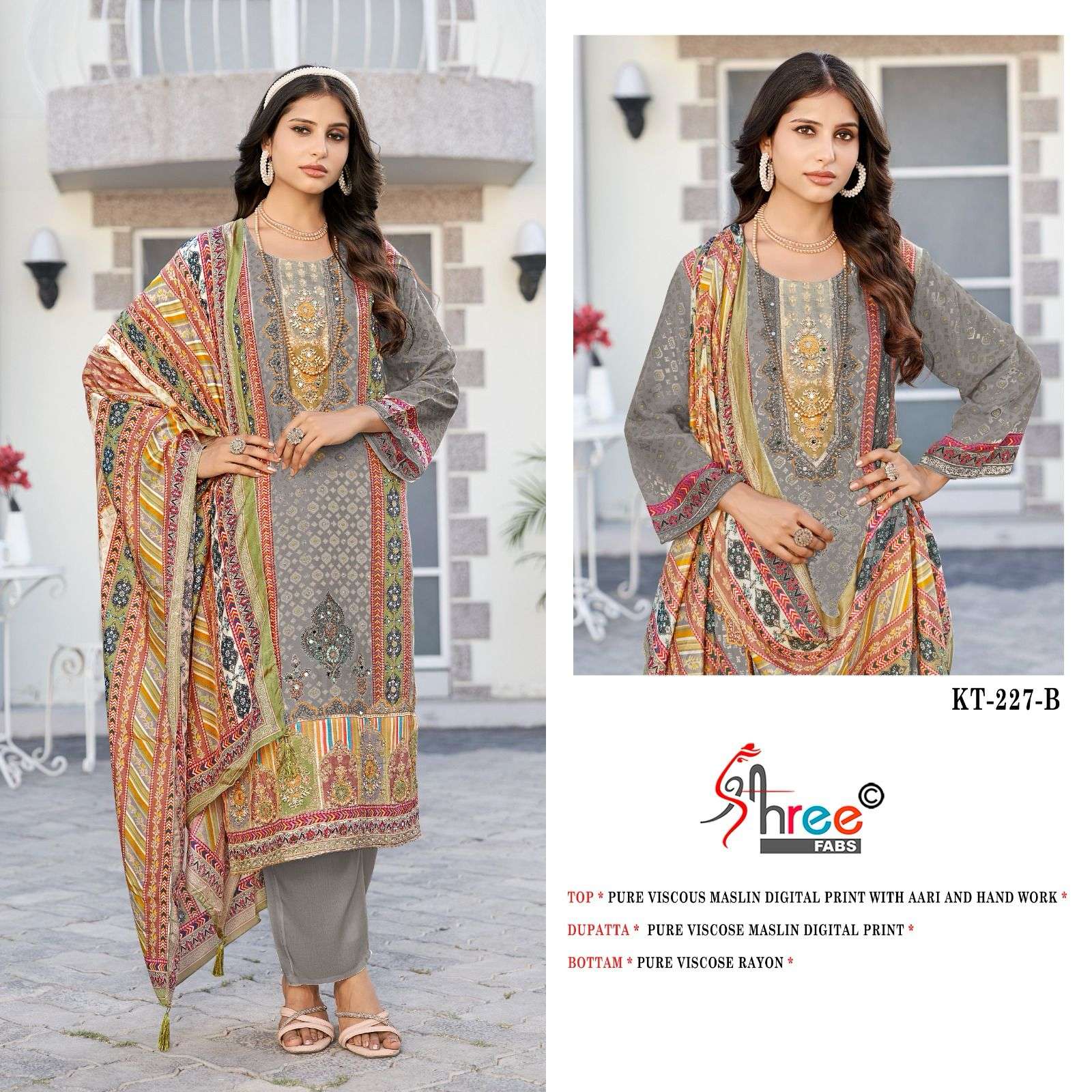 Kt 227 Shree Fabs Pure Viscose Muslin Pakistani Salwar Suits Manufacturer Ahmedabad