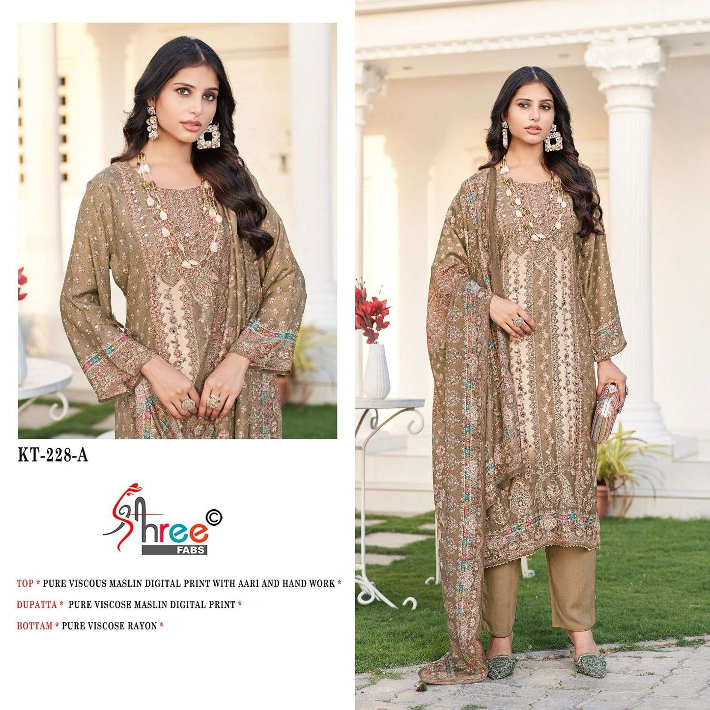 Kt 228 Shree Fabs Pure Viscose Muslin Pakistani Salwar Suits Supplier Ahmedabad