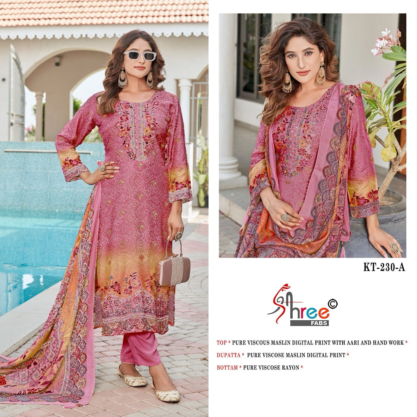 Kt 230 Shree Fabs Viscose Muslin Karachi Salwar Suits Wholesaler Ahmedabad