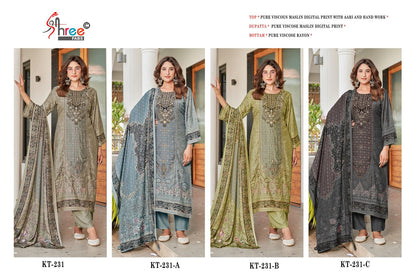 Kt 231 Shree Fabs Viscose Muslin Karachi Salwar Suits Wholesale Rate