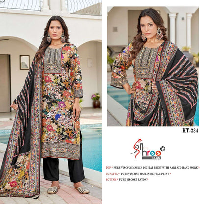 Kt 234 Shree Fabs Viscose Muslin Karachi Salwar Suits Supplier Ahmedabad