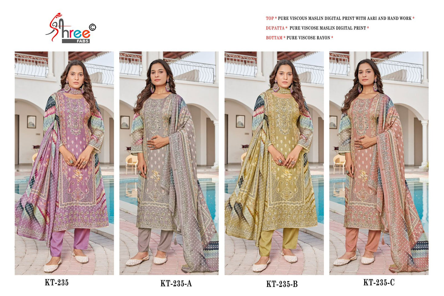 Kt 235 Shree Fabs Pure Viscose Pakistani Salwar Suits Wholesale